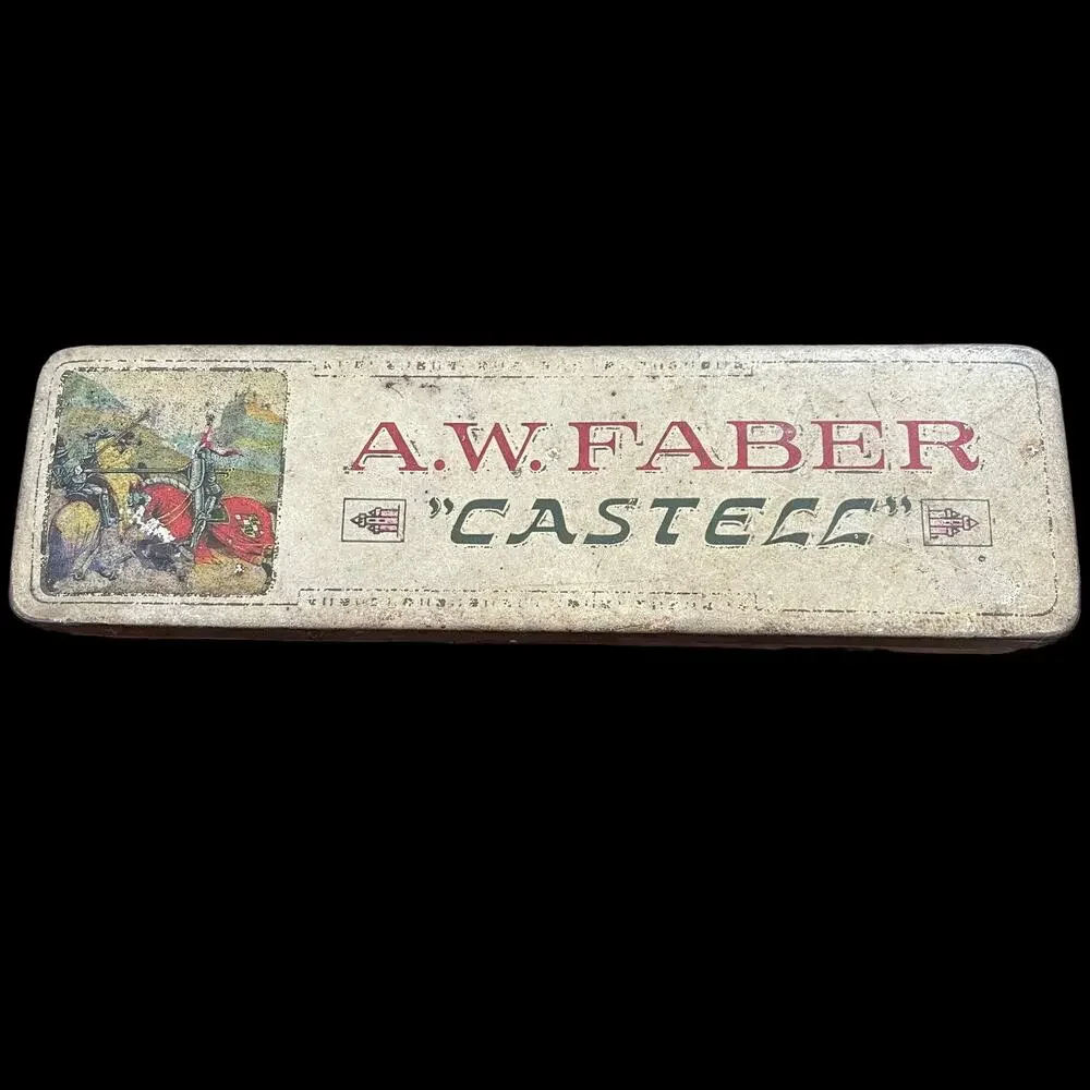 AW Faber Castell Pencil Tin Case Box Vtg Metal Germany EMPTY Draw Drafting READ